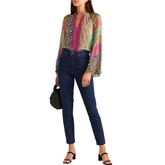 Alice & Olivia Prija Mandarin-Collar Flare-Sleeve Blouse –– NWT - Picture 4 of 17